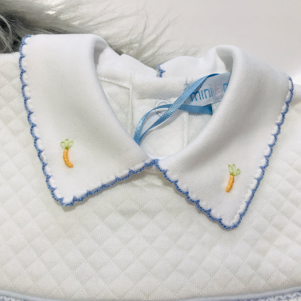 Single Peter Rabbit Smocked Quilted Footsie Collar