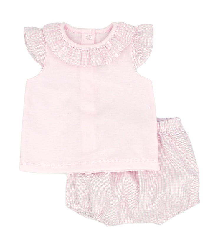 Pink Gingham Top & Bloomers Set