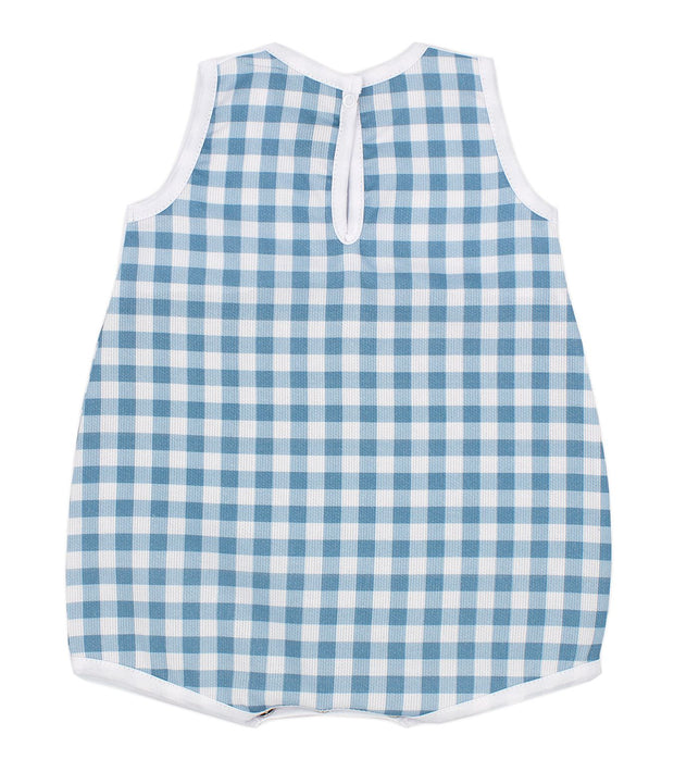 Teal Spanish Gingham Romper Back